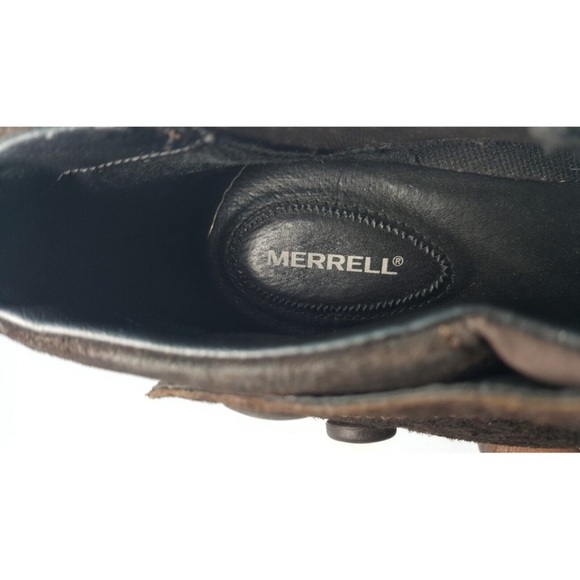 Merrell Luxe Brown Suede Leather Ankle Booties | Double Button Slip-On | Size 9 - Picture 11 of 12
